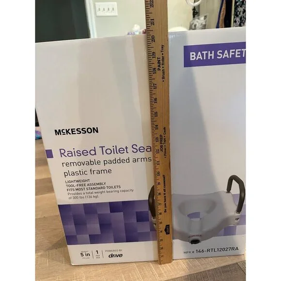 MCKESSON RAISED TOILET SEAT LIGHTWEIGHT NEW MAX WEIGHT 300 LBS